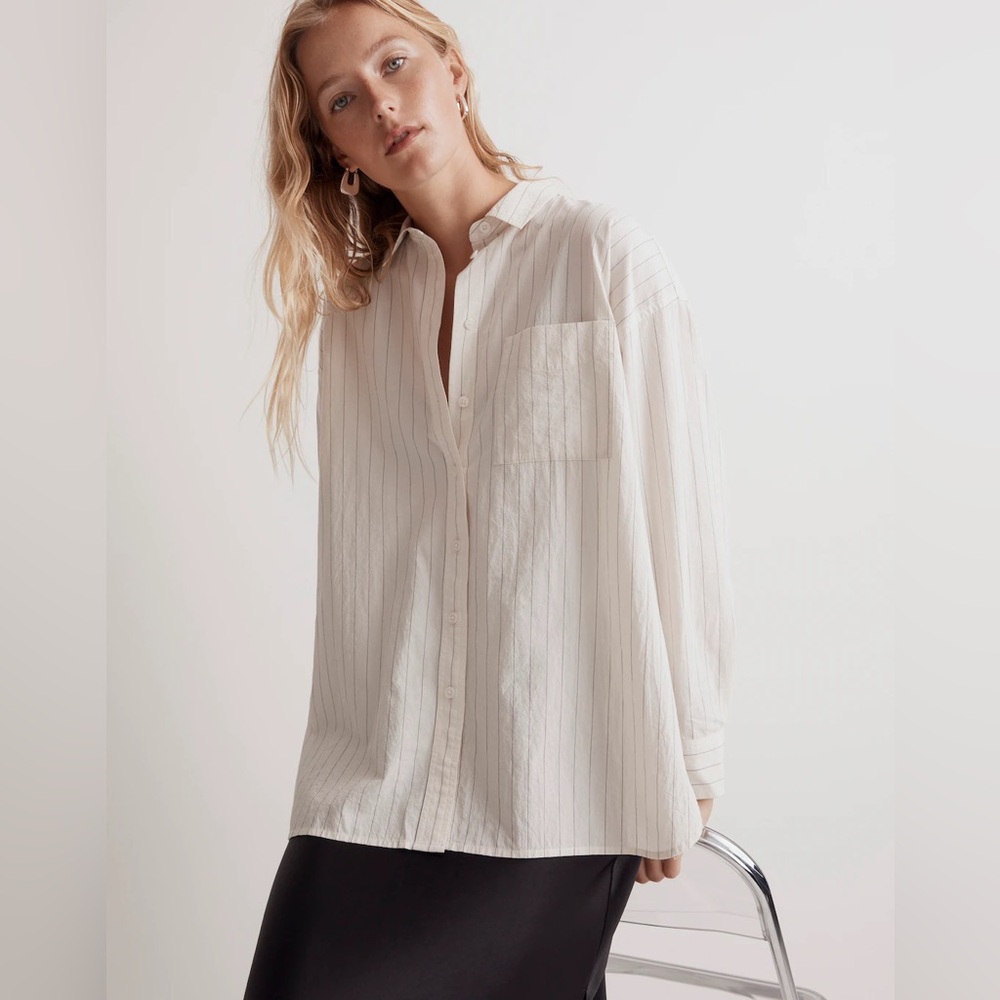 Madewell The Signature Poplin Oversized Shirt in Stripe